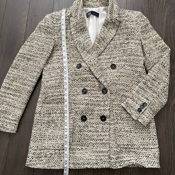 ZARA Double Breasted Relaxed Tweed Blazer - Picture 7 of 13